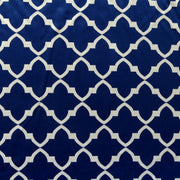 White Quatrefoil on Navy Nylon Spandex Swimsuit Fabric