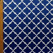 White Quatrefoil on Navy Nylon Spandex Swimsuit Fabric