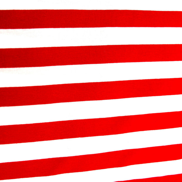 Red and White 6/8 inch Stripe Knit Fabric
