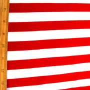 Red and White 6/8 inch Stripe Knit Fabric