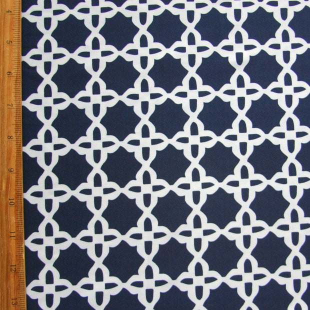 White Star Pattern on Dark Navy Nylon Lycra Swimsuit Fabric