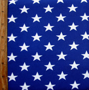 Small White Stars on Blue Swimsuit Fabric
