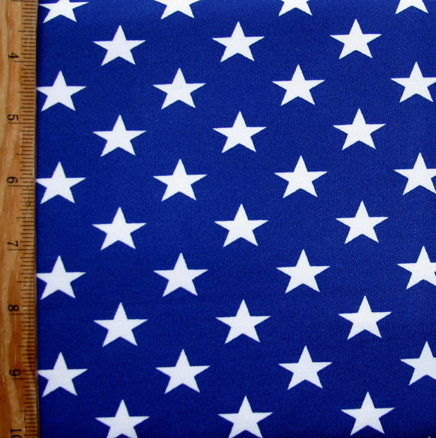 Small White Stars on Blue Swimsuit Fabric