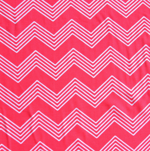 White Zig Zags on Fluorescent Orange Nylon Lycra Swimsuit Fabric