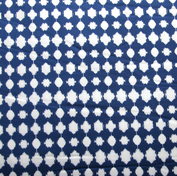 White Seismic Beads on Navy Nylon Lycra Swimsuit Fabric