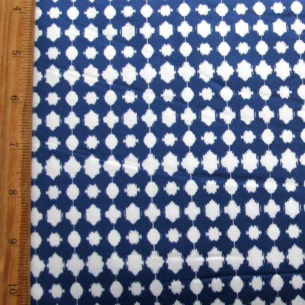 White Seismic Beads on Navy Nylon Lycra Swimsuit Fabric