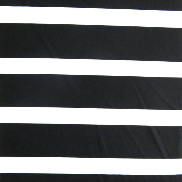 Wide Black Stripes on White Nylon Spandex Swimsuit Fabric