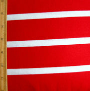 Red 1 1/2" wide and White 1/2" wide Stripes Cotton Lycra Knit Fabric