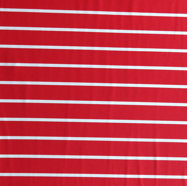 Red 1" and White 3/8" Stripe Nylon Spandex Swimsuit Fabric