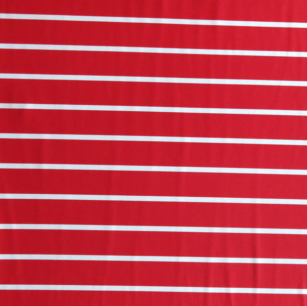 Red 1" and White 3/8" Stripe Nylon Spandex Swimsuit Fabric