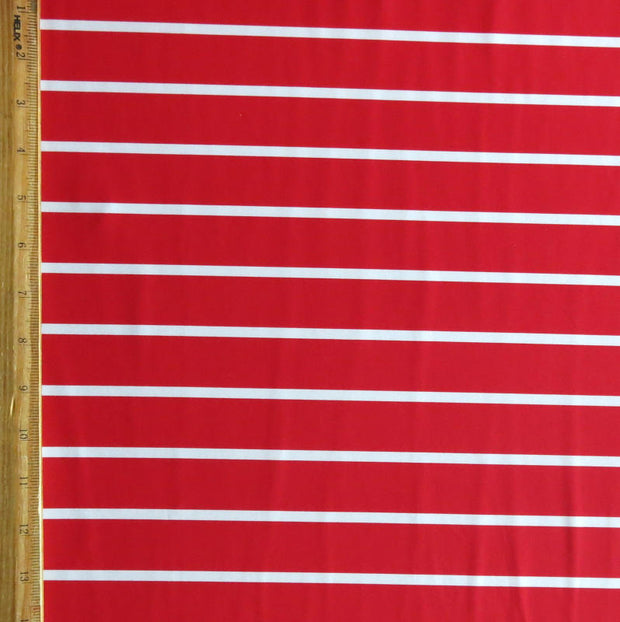 Red 1" and White 3/8" Stripe Nylon Spandex Swimsuit Fabric