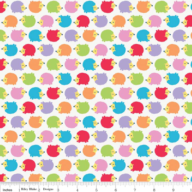 Wildflower Hedgehogs Multi Cotton Lycra Knit Fabric by Riley Blake