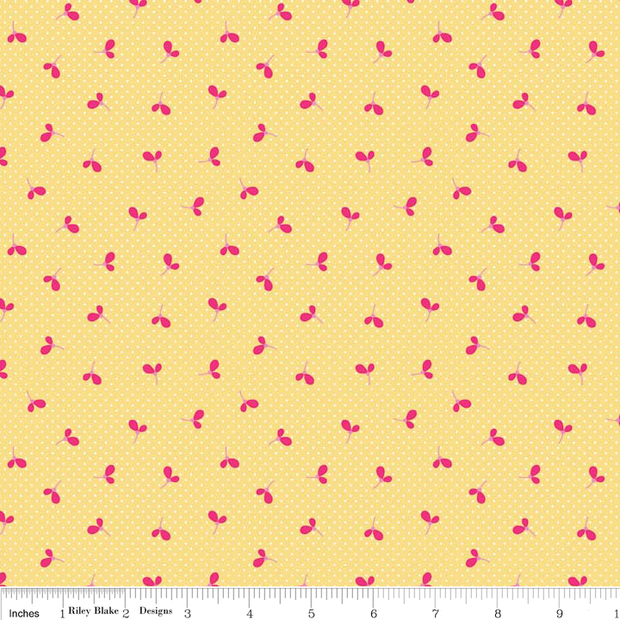 Wildflower Spot Yellow Cotton Lycra Knit Fabric by Riley Blake