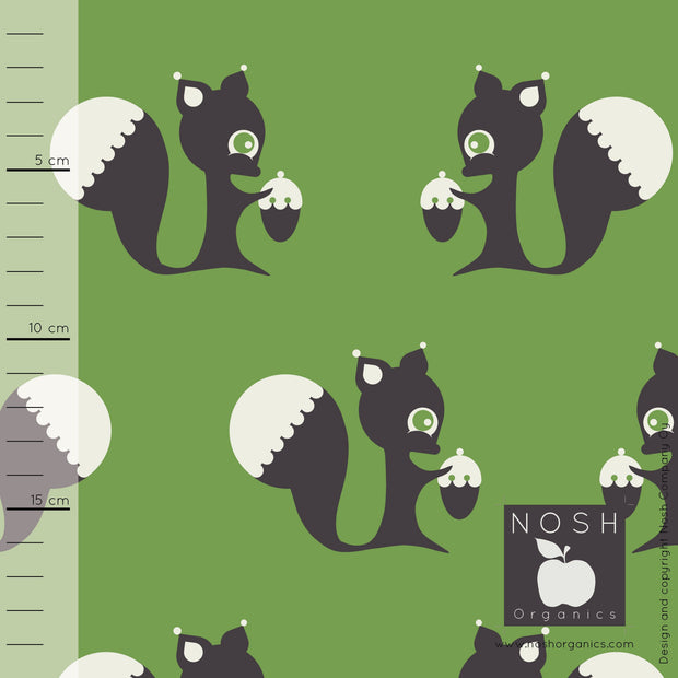 Wintertime Cotton Lycra Knit Fabric by Nosh Organics, Olive Colorway - 26" Remnant