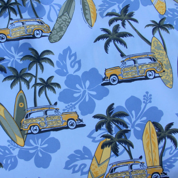 Woody Cars and Surfboards Boardshort Fabric