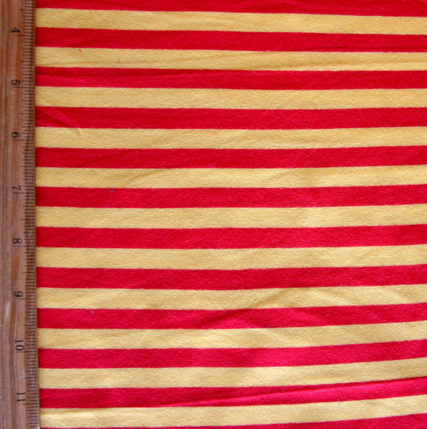 Yellow and Red 3/8" wide Stripe Cotton Lycra Knit Fabric