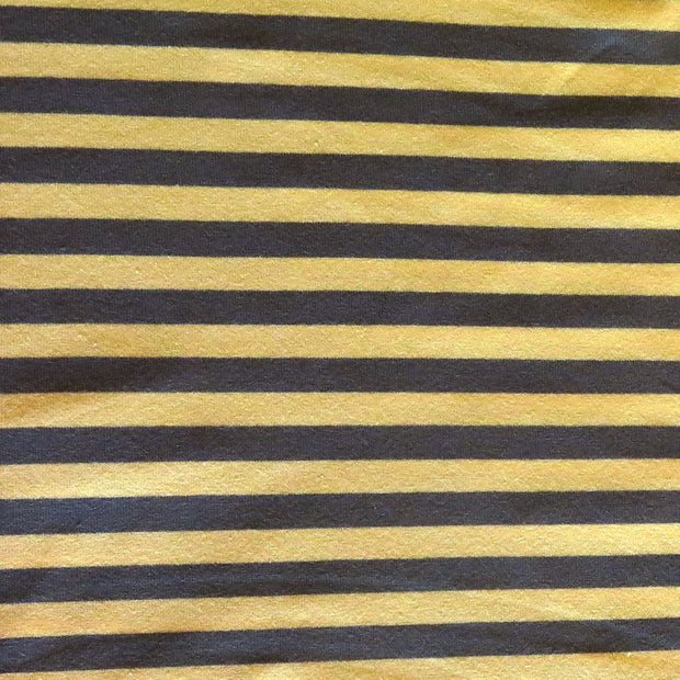 Yellow and Dark Green 3/8" wide Stripe Cotton Lycra Knit Fabric