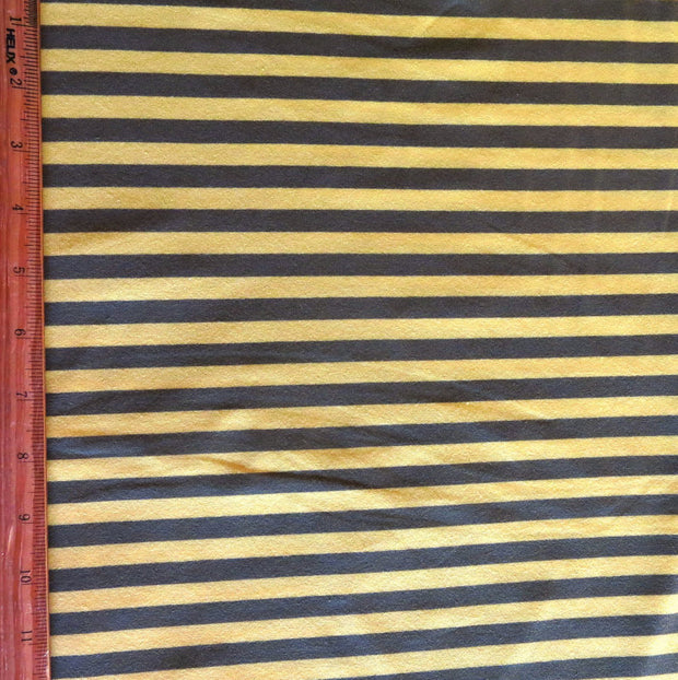Yellow and Dark Green 3/8" wide Stripe Cotton Lycra Knit Fabric