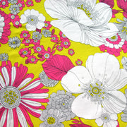 Yellow/Fuschia Mod Floral Cotton Lycra Knit Fabric - 29" Remnant